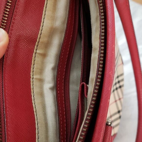 Authentic Burberry Triple Compartments Leather Trim Monogram Shoulder Ba… - Picture 13 of 13